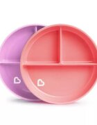 Munchkin Set 2 farfurii compartimentate Stay Put cu ventuza 6L+ pinkpurple