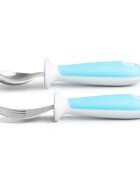 Munchkin Set furculita si lingurita pentru copii Raise 12L+ light blue