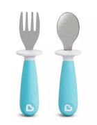 Munchkin Set furculita si lingurita pentru copii Raise 12L+ light blue