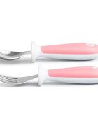 Munchkin Set furculita si lingurita pentru copii Raise 12L+ light pink