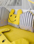 MYKIDS Lenjerie 10 piese Figures gri-galben fara baldachin 120x60 cm
