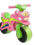 MYKIDS Motocicleta pentru copii fara pedale Racing 01393 RozVerde prevazuta cu butoane pentru efecte sonore ghidon inalt Inaltimea scaunului 29 cm