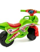 MYKIDS Motocicleta pentru copii fara pedale Racing 01395 VerdeRosu prevazuta cu butoane pentru efecte sonore ghidon inalt Inaltimea scaunului 29 cm