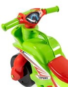MYKIDS Motocicleta pentru copii fara pedale Racing 01395 VerdeRosu prevazuta cu butoane pentru efecte sonore ghidon inalt Inaltimea scaunului 29 cm