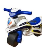 MYKIDS Motocicleta pentru copii Police Music 013951 Alb Albastru fara pedale prevazuta cu butoane pentru efecte sonore ghidon inalt Inaltimea scaunului 29 cm