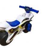 MYKIDS Motocicleta pentru copii Police Music 013951 Alb Albastru fara pedale prevazuta cu butoane pentru efecte sonore ghidon inalt Inaltimea scaunului 29 cm