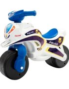 MYKIDS Motocicleta pentru copii Police Music 013951 Alb Albastru fara pedale prevazuta cu butoane pentru efecte sonore ghidon inalt Inaltimea scaunului 29 cm