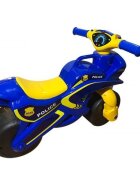 MYKIDS Motocicleta pentru copii Police Music 013957 Albastru Galben fara pedale prevazuta cu butoane pentru efecte sonore ghidon inalt Inaltimea scaunului 29 cm