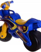 MYKIDS Motocicleta pentru copii Police Music 013957 Albastru Galben fara pedale prevazuta cu butoane pentru efecte sonore ghidon inalt Inaltimea scaunului 29 cm