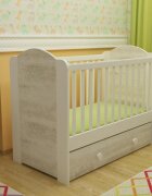 MYKIDS Patut cu sertar Happy cu leganare alb-antik A428