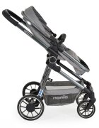 NANIA Carucior transformabil 3in1 Giselle Gray cu sezut reversibilpana la 4 animaxim 22kgScaun auto I-Sizespatar reglabilcapotina XXLpliere compacta cu unitate scaunroti rezistentehusa pentru picioare inclusa