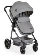 NANIA Carucior transformabil 3in1 Giselle Gray cu sezut reversibilpana la 4 animaxim 22kgScaun auto I-Sizespatar reglabilcapotina XXLpliere compacta cu unitate scaunroti rezistentehusa pentru picioare inclusa