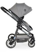 NANIA Carucior transformabil 3in1 Giselle Gray cu sezut reversibilpana la 4 animaxim 22kgScaun auto I-Sizespatar reglabilcapotina XXLpliere compacta cu unitate scaunroti rezistentehusa pentru picioare inclusa