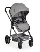 NANIA Carucior transformabil 3in1 Giselle Gray cu sezut reversibilpana la 4 animaxim 22kgScaun auto I-Sizespatar reglabilcapotina XXLpliere compacta cu unitate scaunroti rezistentehusa pentru picioare inclusa