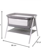 NANIA Patut co-sleeper Hilary Grey cu spatiu depozitare salteluta inclusa greutate maxim sustinuta 9 kg