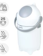 NATTOU Cos pentru scutece Dropy Alb sistem etans impotriva mirosurilor compatibil cu saci universali operare cu o mana potrivit pentru 25 scutece 27 x 27 x 48.5 cm 20 l