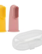 NATTOU Set 2 periute de dinti pentru deget cu peri moi roz