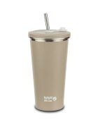 NAVA Cana termica cu pai din otel inoxidabil We care Bej 520 ml