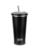 NAVA Cana termica cu pai din otel inoxidabil We care Negru 520 ml
