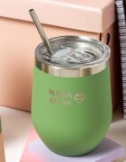 NAVA Cana termoizolanta cu pai 360 ml verde