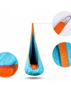 Neo Sport Hamac tip Cocoon pentru copii 140 x 55 cm Neo-Sport Cocoon Turcoaz utilizare interiorexterior capacitate maxima 80 kg husa detasabila si lavabila perna gonflabila inclusa