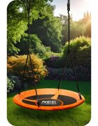 Neo Sport Leagan tip cuib pentru copii Neo-Sport Portocaliu XXL 100 cm material impermeabil cadru din otel greutate suportata 150 kg