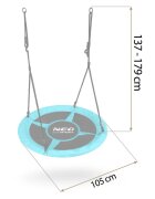 Neo Sport Leagan tip cuib pentru copii Neo-Sport Swingo 100 cm Turquoise cu Cadru din otel Husa impermeabila si rezistenta Oxford 600D Greutate suportata 150kg
