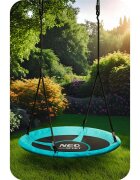 Neo Sport Leagan tip cuib pentru copii Neo-Sport Swingo 100 cm Turquoise cu Cadru din otel Husa impermeabila si rezistenta Oxford 600D Greutate suportata 150kg