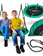Neo Sport Leagan tip cuib pentru copii Neo-Sport Swingo 100 cm Verde cu Cadru din otel Husa impermeabila si rezistenta Oxford 600D Greutate suportata 150kg