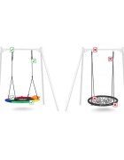 Neo Sport Leagan tip cuib pentru copii XXL 120 cm Neo-Sport Multicolor Perna atasata cu Velcro inclusa Cadru din otel Husa impermeabila si rezistenta din material Oxford 600D Greutate suportata 150 kg