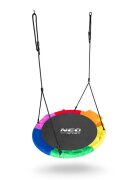 Neo Sport Leagan tip cuib pentru copii XXL 120 cm Neo-Sport Multicolor Perna atasata cu Velcro inclusa Cadru din otel Husa impermeabila si rezistenta din material Oxford 600D Greutate suportata 150 kg