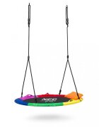 Neo Sport Leagan tip cuib pentru copii XXL 95 cm Neo-Sport Multicolor Perna atasata cu Velcro inclusa Cadru din otel Husa impermeabila si rezistenta din material Oxford 600D Greutate suportata 150 kg
