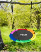 Neo Sport Leagan tip cuib pentru copii XXL 95 cm Neo-Sport Multicolor Perna atasata cu Velcro inclusa Cadru din otel Husa impermeabila si rezistenta din material Oxford 600D Greutate suportata 150 kg
