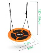 Neo Sport Leagan tip cuib pentru copii XXL 95 cmcadru din otelhusa impermeabila si rezistenta din material Oxford 600Dgreutate suportata 150 kg Neo-Sport Portocaliu