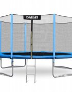Neo Sport Trambulina de gradina cu plasa exterioara stalpi si scara 374 cm (12FT) Neo-Sport NS-12Z181 albastru