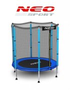 Neo Sport Trambulina de gradina pentru copii 140 cm 4.5ft Neo-Sport Albastru Plasa exterioara Stalpi metalici cu protectie din burete Intrare cu fermoar si catarama Covoras impermeabil flexibil