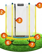 Neo Sport Trambulina de gradina pentru copii 140 cm 4.5ft Neo-Sport GalbenPlasa exterioara Stalpi metalici cu protectie din burete Intrare cu fermoar si catarama Covoras impermeabil flexibil