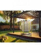 Neo Sport Trambulina de gradina pentru copii 140 cm 4.5ft Neo-Sport GalbenPlasa exterioara Stalpi metalici cu protectie din burete Intrare cu fermoar si catarama Covoras impermeabil flexibil