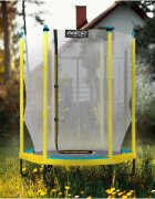 Neo Sport Trambulina de gradina pentru copii 140 cm 4.5ft Neo-Sport GalbenPlasa exterioara Stalpi metalici cu protectie din burete Intrare cu fermoar si catarama Covoras impermeabil flexibil