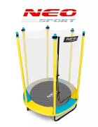 Neo Sport Trambulina de gradina pentru copii 140 cm 4.5ft Neo-Sport GalbenPlasa exterioara Stalpi metalici cu protectie din burete Intrare cu fermoar si catarama Covoras impermeabil flexibil