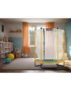 Neo Sport Trambulina de gradina pentru copii 140 cm 4.5ft Neo-Sport GalbenPlasa exterioara Stalpi metalici cu protectie din burete Intrare cu fermoar si catarama Covoras impermeabil flexibil