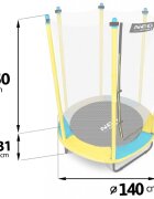 Neo Sport Trambulina de gradina pentru copii 140 cm 4.5ft Neo-Sport GalbenPlasa exterioara Stalpi metalici cu protectie din burete Intrare cu fermoar si catarama Covoras impermeabil flexibil