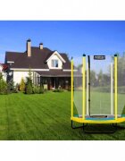 Neo Sport Trambulina de gradina pentru copii 140 cm 4.5ft Neo-Sport GalbenPlasa exterioara Stalpi metalici cu protectie din burete Intrare cu fermoar si catarama Covoras impermeabil flexibil