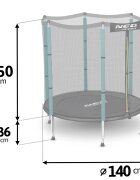 Neo Sport Trambulina de gradina pentru copii 140 cm 4.5ft Neo-Sport Verde inchis Plasa exterioara Stalpi metalici cu protectie din burete Intrare cu fermoar si catarama Covoras impermeabil flexibil
