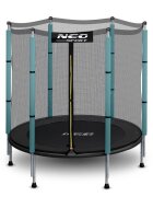 Neo Sport Trambulina de gradina pentru copii 140 cm 4.5ft Neo-Sport Verde inchis Plasa exterioara Stalpi metalici cu protectie din burete Intrare cu fermoar si catarama Covoras impermeabil flexibil