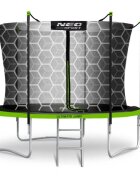 Neo Sport Trambulina de gradina pentru copii Neo-Sport 252 cm 8ft cu scara si plasa interioara stalpi metalici cu protectie din burete intrare cu fermoar si catarama covoras impermeabil flexibil