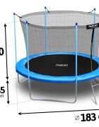 Neo Sport Trambulina de gradina pentru copii Neo-Sport Albastru 183cm 6FT cu Scara Plasa interioara Stalpi metalici cu protectie din burete Intrare cu fermoar si catarama Covoras impermeabil flexibil