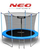 Neo Sport Trambulina de gradina pentru copii Neo-Sport Albastru 183cm 6FT cu Scara Plasa interioara Stalpi metalici cu protectie din burete Intrare cu fermoar si catarama Covoras impermeabil flexibil
