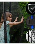 Neo Sport Trambulina de gradina pentru copii Neo-Sport Albastru 183cm 6FT cu Scara si Plasa de siguranta exterioara Stalpi metalici cu protectie din burete Intrare cu fermoar Covoras impermeabil flexibil