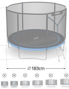Neo Sport Trambulina de gradina pentru copii Neo-Sport Albastru 183cm 6FT cu Scara si Plasa de siguranta exterioara Stalpi metalici cu protectie din burete Intrare cu fermoar Covoras impermeabil flexibil